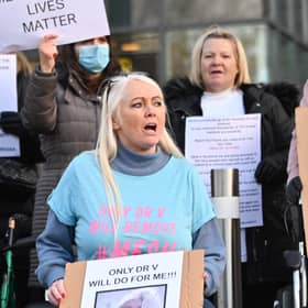 Mesh implant survivors protest for their rights to healthcare.