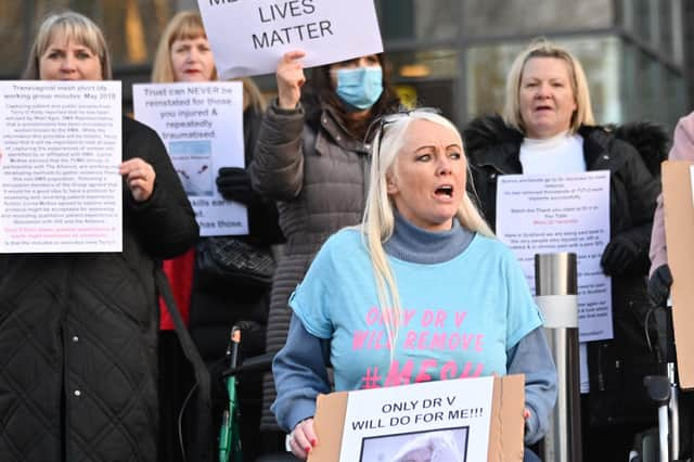 Mesh implant survivors protest for their rights to healthcare.