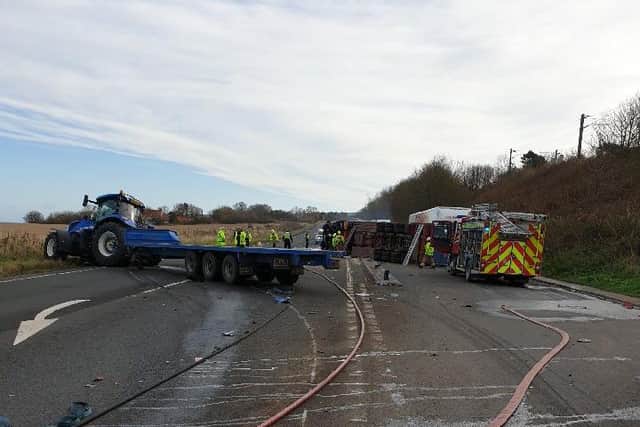 A1 near Dunglass remains closed both ways. Picture: Traffic Scotland