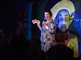 Elaine Miller on stage at the Stand Comedy Club