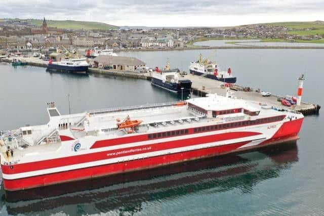 Aground: Passengers were put into lifeboats after the MV Alfred 'came ashore' on Orkney run