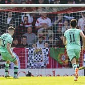 Hibs striker Kevin Nisbet had this 79th-minute penalty saved by Aberdeen goalkeeper Kelle Roos during the 0-0 draw at Pittodrie.