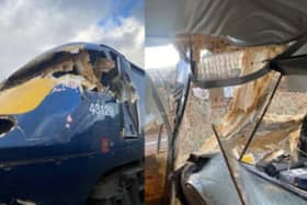 Damage to the ScotRail train in the Broughty Ferry incident. (Photo by RAIB)