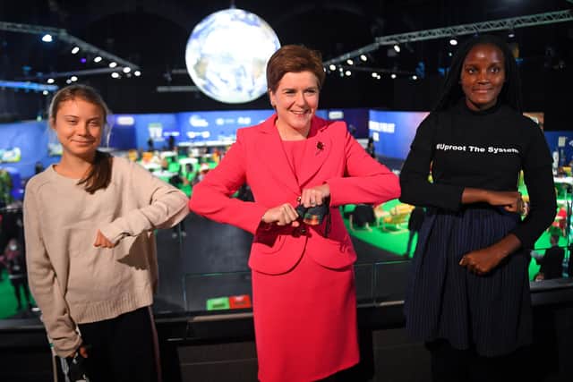 First Minister Nicola Sturgeon (centre) meets climate activists Greta Thunberg (left) and Vanessa Nakate (right) during the Cop26 summit. Her government has been criticised by the Scottish Climate Assembly