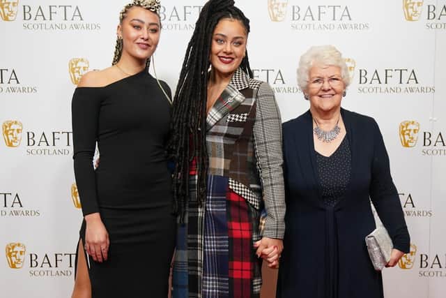 Izuka Hoyle with family at the BAFTA Scotland awards in Glasgow, November 2022. Pic: PA.