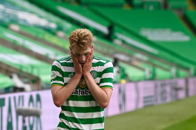 Celtic's Stephen Welsh can't hide his dejection at the outcome in his first derby appearance. (Photo by Rob Casey / SNS Group)
