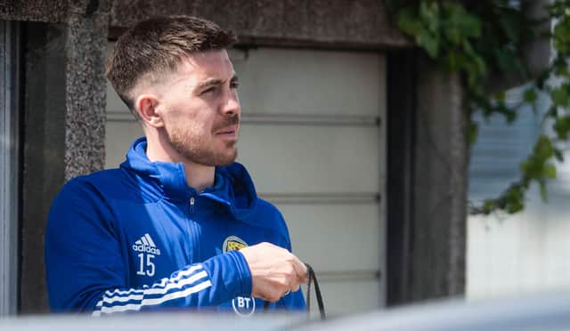 GLASGOW, SCOTLAND - MAY 27: Scotland's Declan Gallagher is pictured as Scotland depart for Spain from Glasgow Airport, on May 27, 2021, in Glasgow, Scotland. (Photo by Craig Foy / SNS Group)