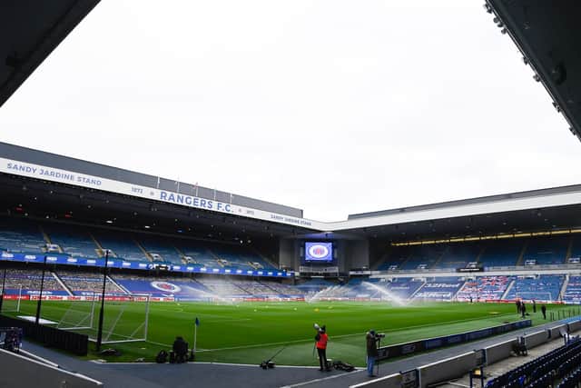 Ibrox Stadium, where Rangers and Motherwell will face each other this afternoon.