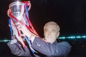 Rangers manager Walter Smith with the league championship trophy in 1992.