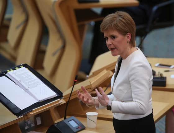 Nicola Sturgeon during First Minister's Questions at the Scottish Parliament, Edinburgh.