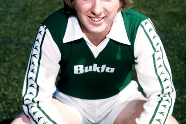 Brownlie pictured at Easter Road ahead of the 1974/75 season