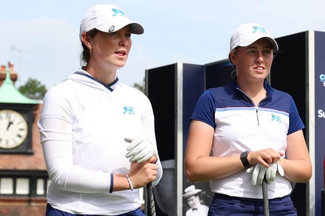 Ireland's Aine Donegan and Hannah Darling of Scotland pictured representing Great Britain & Ireland in the afternoon fourballs on day on of the 43rd Curtis Cup at Sunningdale. Picture: Tom Dulat/R&A/R&A via Getty Images.