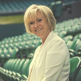 Passing on the mic: Sue Barker is stepping down after 30 years broadcasting for the BBC
Pic: BBC