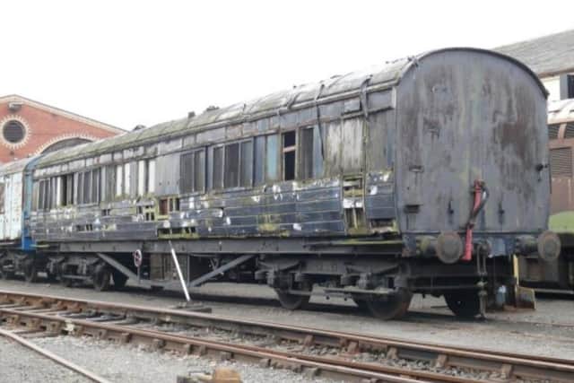The 1930 carriage that may also be loaned for display on the platform after external restoration. Picture: Museum of Scottish Railways