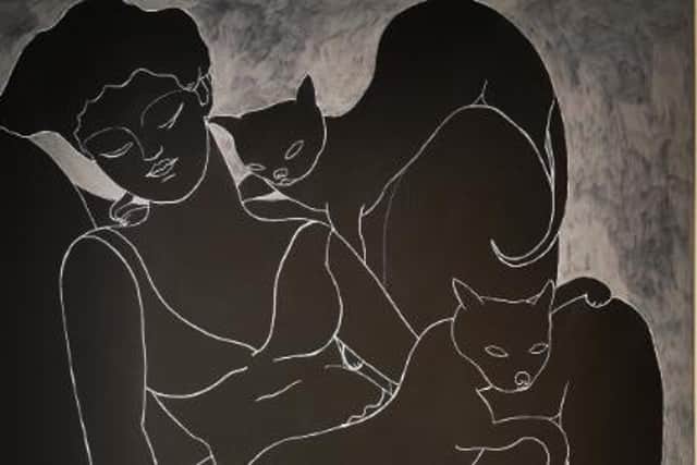 Detail from Woman With Cats, by Adrian Wiszniewski PIC: courtesy of the Compass Gallery, Glasgow
