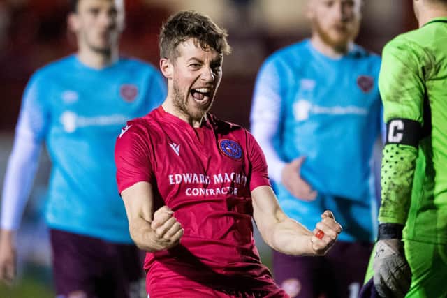 Brora's Martin MacLean celebrates his side's historic win over Hearts at full time. (Photo by Ross Parker / SNS Group)