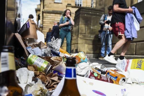 Bins are overflowing and rubbish is piled high on the streets of Edinburgh