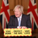 Prime Minister Boris Johnson during a media briefing in Downing Street, London, on coronavirus (COVID-19). Picture date: Wednesday February 10, 2021. PA Photo. HEALTH Coronavirus. Photo credit : Steve Reigate/Daily Express/PA Wire