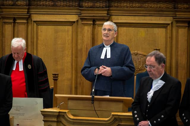 Moderator Rev Iain Greenshields is installed in a ceremony at the beginning of The General Assembly of the Church of Scotland by his predecessor Jim Wallace, Baron Wallace of Tankerness.