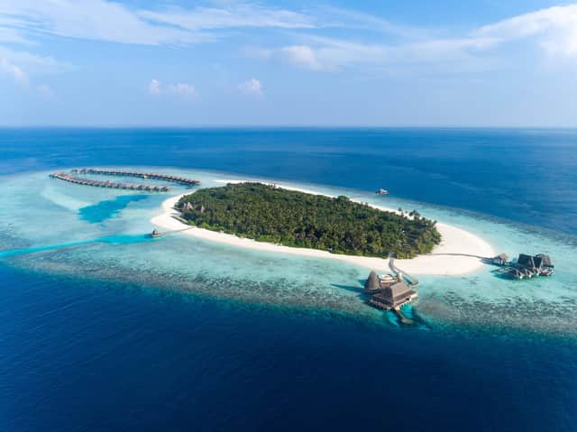 An aerial view of Anantara Kihavah Villas Maldives. Pic: Contributed