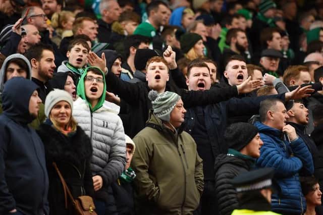 Away support during the Ladbrokes Premiership match between Aberdeen and Hibernian at Pittodrie Stadium on March 7, 2020 - the last time Hibs fans saw their team live. (Photo by Paul Devlin / SNS Group)