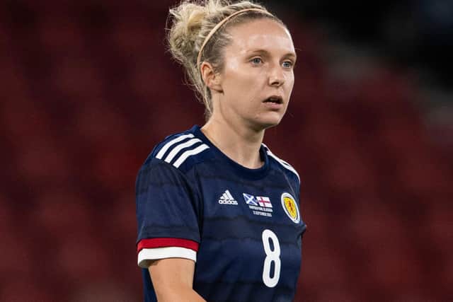 Rachael Boyle in action for Scotland during a World Cup qualifier against Faroe Islands at Hampden Park last month. (Photo by Craig Foy / SNS Group)