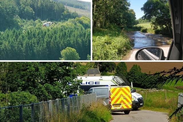 Emergency services face an “extremely difficult” struggle, amid localised flooding, to access the site where a passenger train has derailed in Aberdeenshire, according to one local resident.