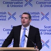 Douglas Ross gave a speech to delegates at the Conservative Party Conference