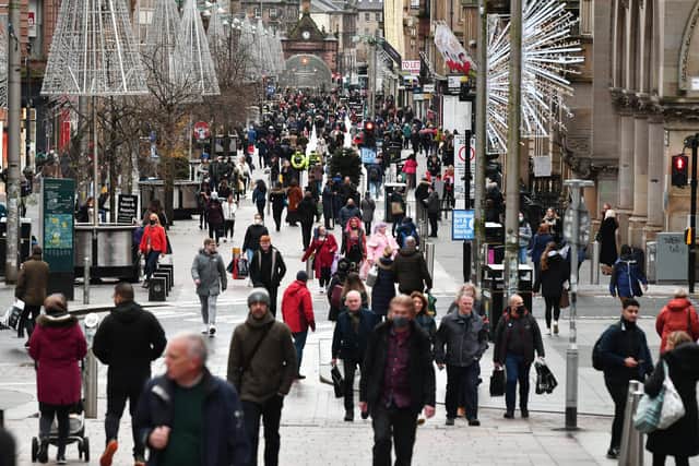 Christmas shoppers on Buchanan Street in Glasgow. Picture: John Devlin