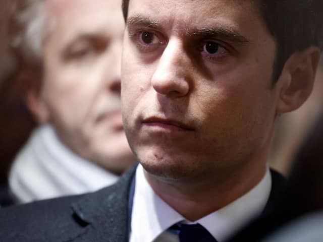 Newly-appointed French Prime minister Gabriel Attal on his first official visit in the role on Tuesday. Picture: AFP via Getty Images