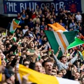 Celtic and Rangers fans at Ibrox in 2017 - when large away supports were still permitted.