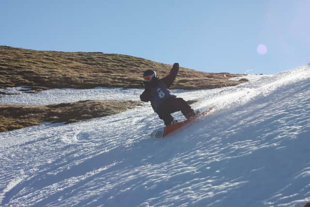 Snowboarder Robbie Paton competing at the Lawers of Gravity event PIC: Roger Cox / JPI Media