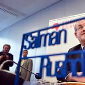 Salman Rushdie, 75, pictured at an event in Germany, is recovering after being repeatedly stabbed (Picture: Thomas Lohnes/Getty Images)
