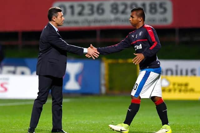 Pedro Caixinha pictured with Alfredo Morelos in 2017 during the Portuguese coach's short-lived and ill-starred tenure as Rangers manager. (Photo by Alan Harvey/SNS Group).