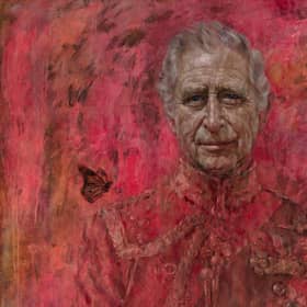 Artist Jonathan Yeo's oil on canvas portrait of King Charles III. The portrait was commissioned in 2020 to celebrate the then Prince of Wales's 50 years as a member of The Drapers' Company in 2022.