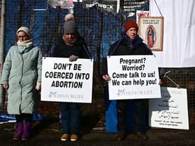 Protesters pictured at the start of the '40 Days for Life' campaign in late February, outside the QEUH in Glasgow.