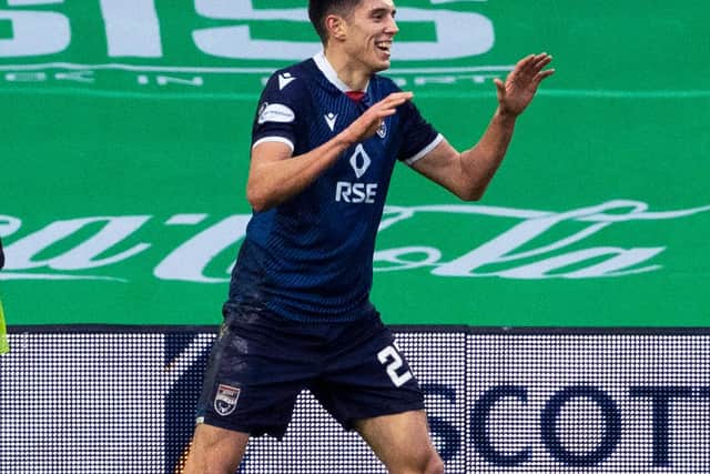 Stewart celebrates making it 1-0 during the Betfred Cup win over Celtic (Photo by Alan Harvey / SNS Group)