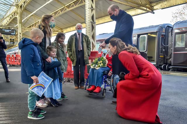 Prince William and Kate, known as the Duke and Duchess of Strathearn in Scotland, have been criticised for travelling the country by train during the Covid outbreak (Picture: Ben Birchall/PA Wire)