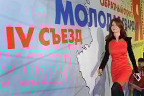 Former Russian spy Anna Chapman smiles as she arrives for a congress from a pro-Kremlin youth group Molodaya Gvardiya  (The Young Guard)  in Moscow, on December 22, 2010.  PIC: Alexander Nemenov / AFP via Getty Images