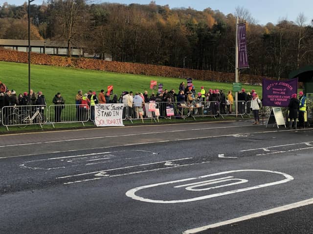 University and College Union members on the picket line at the University of Stirling. Picture: UCU/PA Wire