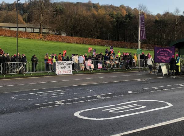 University and College Union members on the picket line at the University of Stirling. Picture: UCU/PA Wire