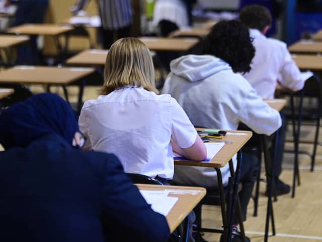Glasgow high school pupils sitting exam. Image: John Devlin