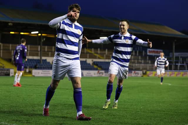 Robbie Muirhead makes it five for Morton in their win over Dunfermline Cappielow (Photo by Alan Harvey / SNS Group)