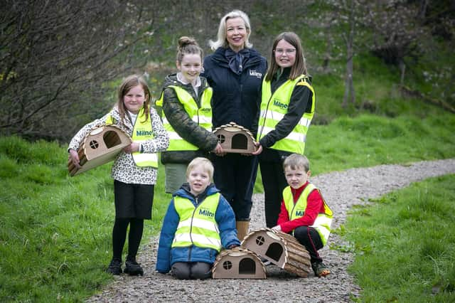 Ella Warden, Ruby Smith, Claire Forbes (Sales Consultant at Stewart Milne Homes), Jenna Warden
front row: Finlay Bisset and Murray Smith (Pic: Rory Raitt)