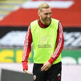 Sheffield United's Scotland striker Oli McBurnie played against Derby County.