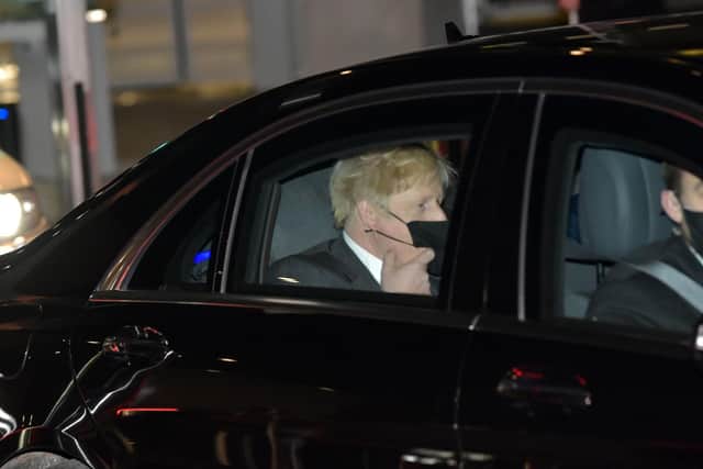 Britain's Prime Minister Boris Johnson leaves in a car after a post-Brexit talks' working dinner at the EU headquarters. Picture: John Thys/AFP via Getty Images