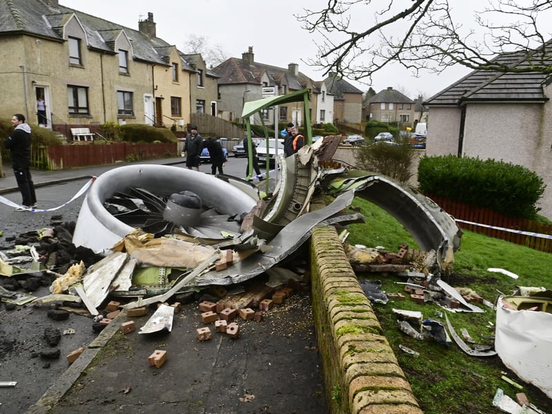 Aircraft debris has been placed on the town's streets