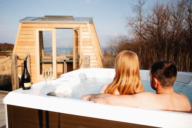 The outdoor hot tub at the spa in the Isle of Mull Hotel, Craignure, has views of Craignure Bay. Pic: Contributed