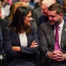 Lisa Nandy, shadow secretary of state for levelling up, housing, communities & local government, speaks with Jim McMahon, shadow secretary of state for environment, food and rural affairs on the first day of the Labour Party Annual Conference. Picture: Ian Forsyth/Getty Images
