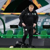 Celtic manager Neil Lennon cuts a frustrated figure during his side's Europa League loss against Milan. Picture: SNS
